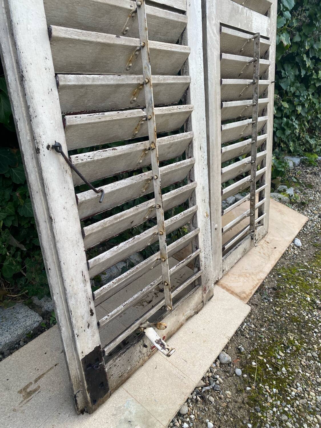 Old wooden shutter blinds