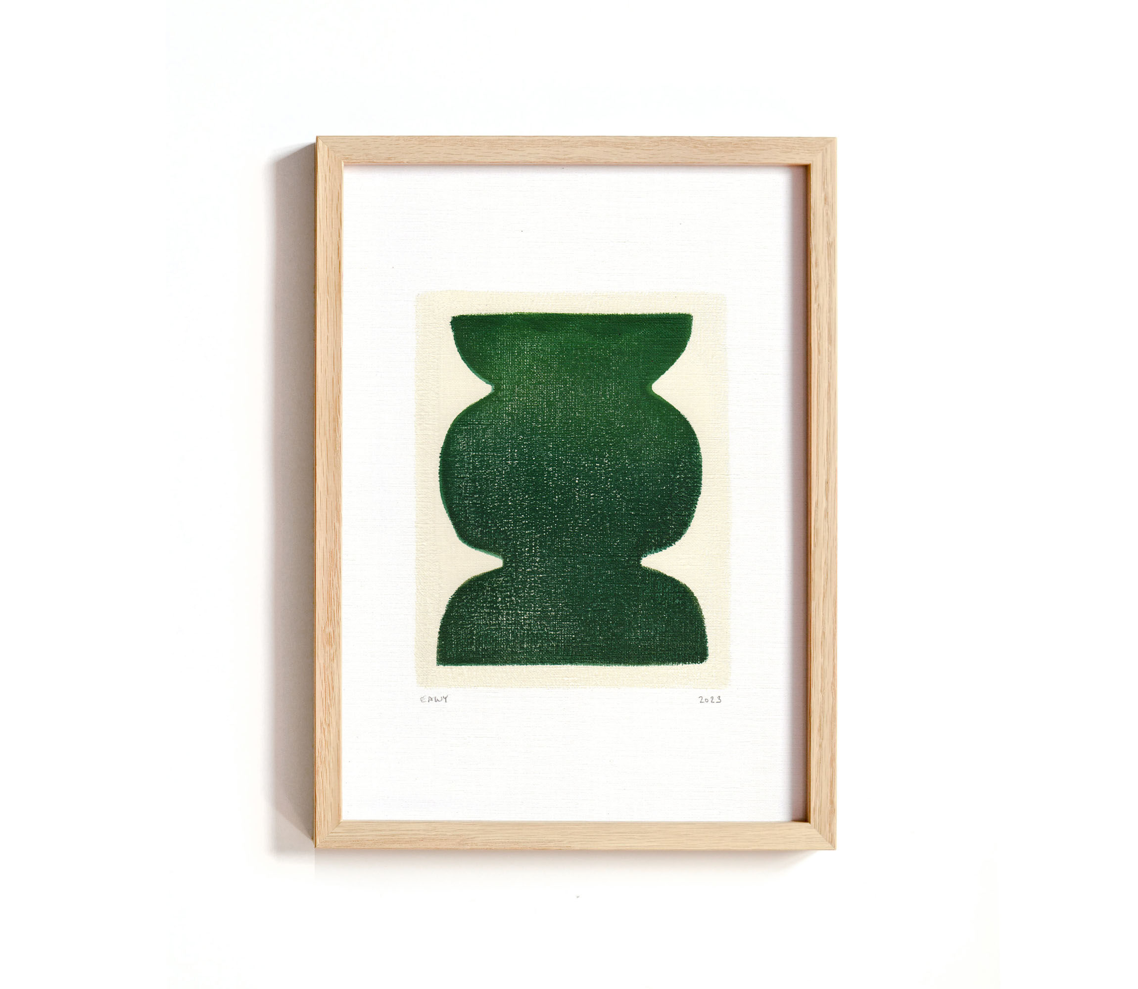 Duo of paintings on paper - pow and mood - dark green - signed eawy