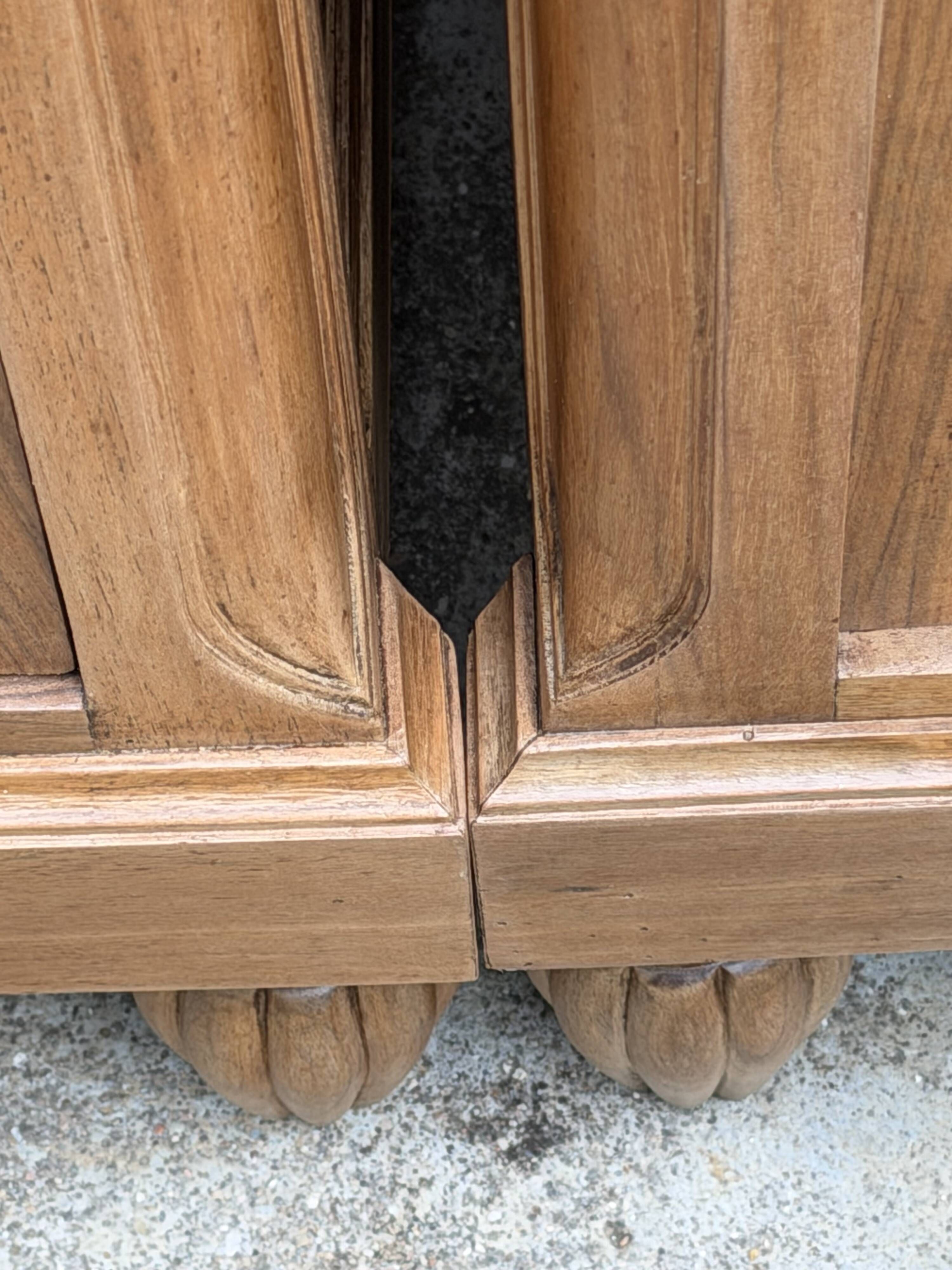 Rare pair of Art Deco glass columns in solid walnut – renovated