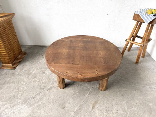 Round brutalist coffee table from the 1950s.
