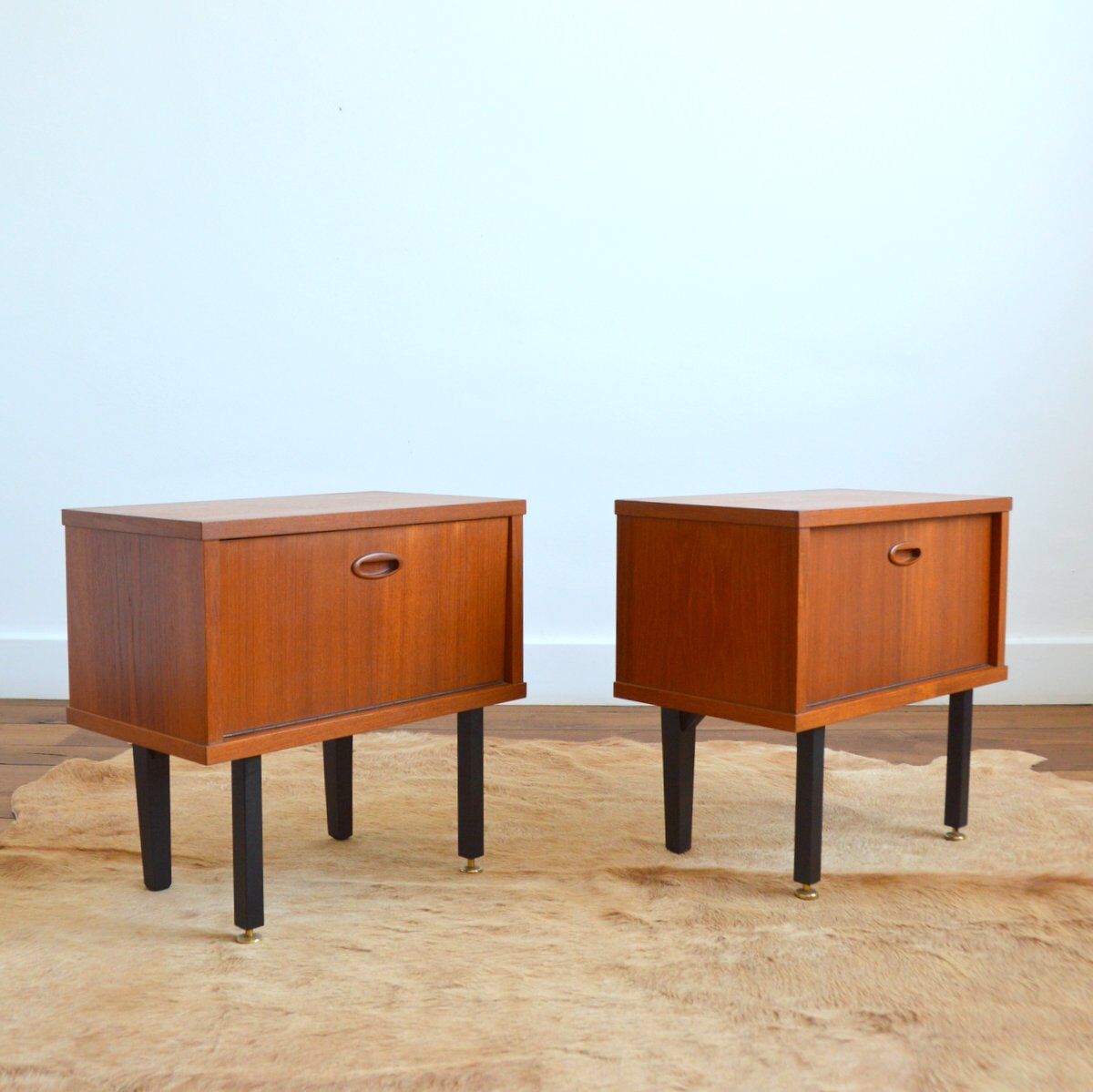 Pair of Scandinavian teak bedside tables 1960s