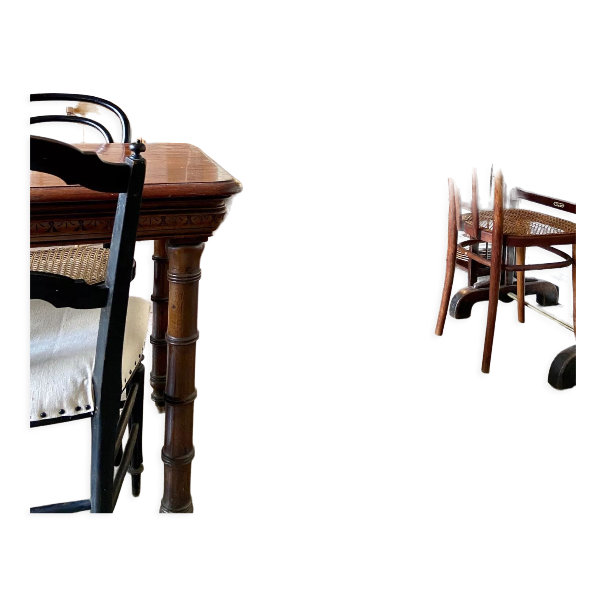 7-drawer wooden dressing table with beveled mirror 1950s