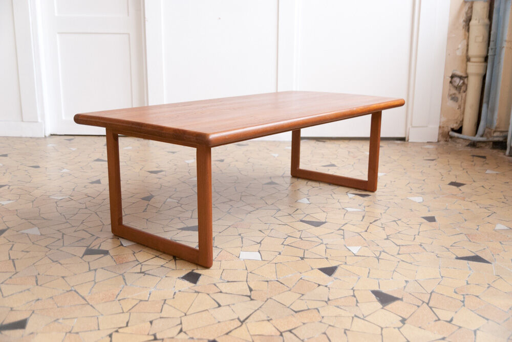 Minimalist solid teak coffee table