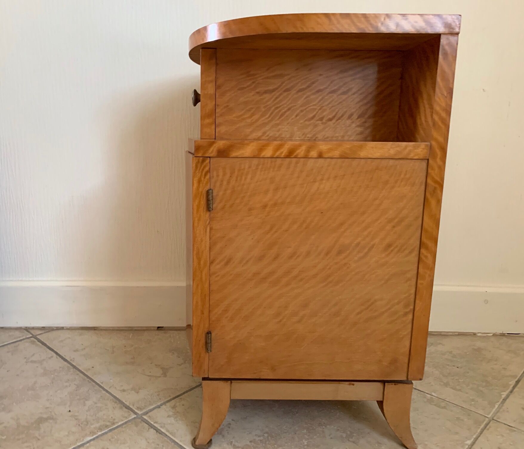 Pair of art deco bedsides in lemon tree magnifying glass