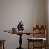 Antique handcrafted square table with drop leaves made of burl wood, Swedish, 19th century.