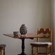 Antique handcrafted square table with drop leaves made of burl wood, Swedish, 19th century.