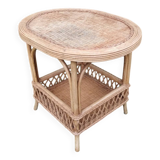 Table basse en rotin et bambou vintage