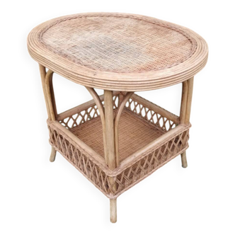 Vintage rattan and bamboo coffee table