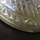 Round ceiling lamp in structured glass art deco style 30s-40s