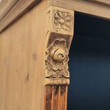 Large waxed pine bookcase with two doors