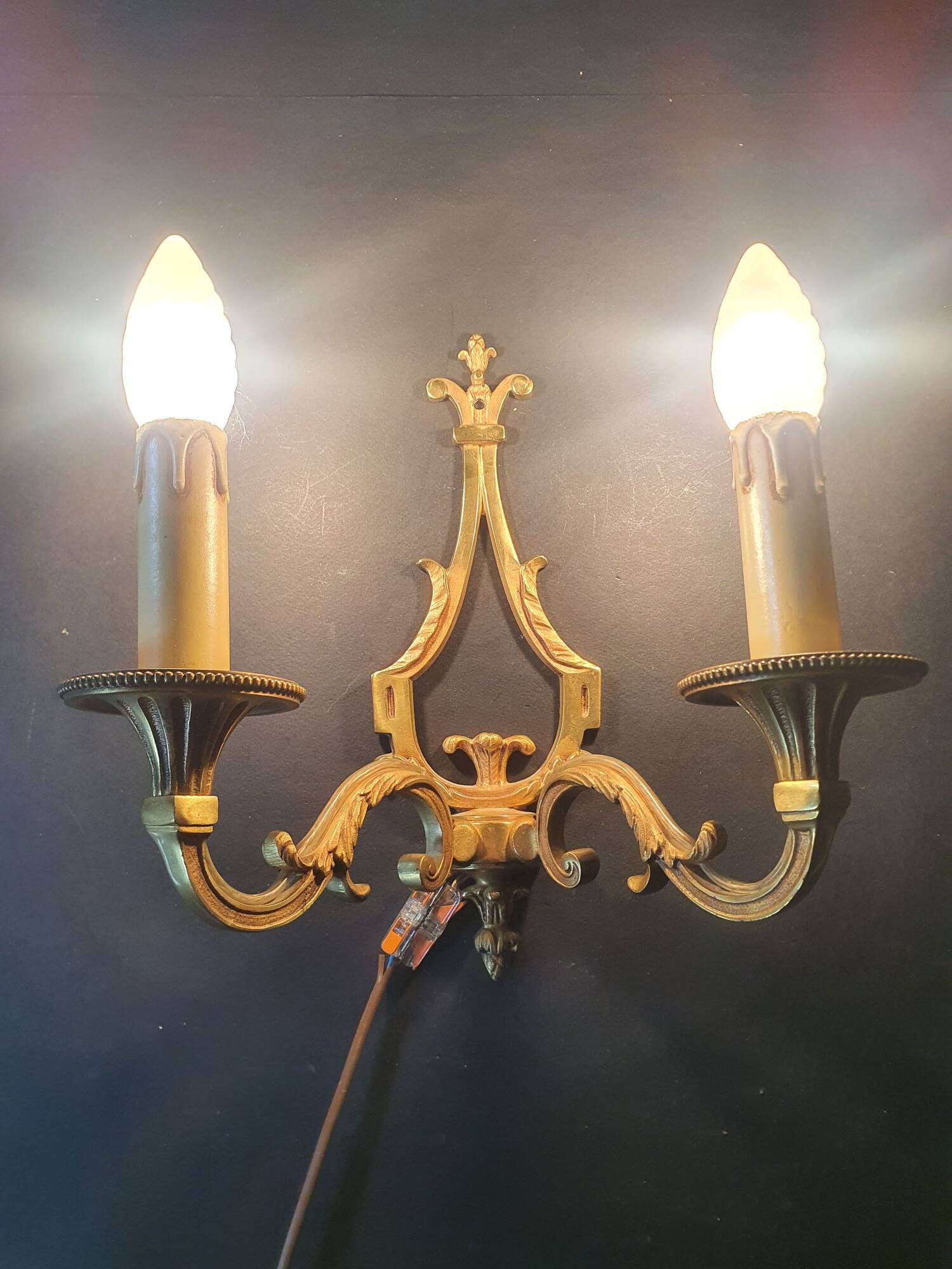 Three Louis XVI bronze wall sconces by Lucien Gau, Paris, antique.