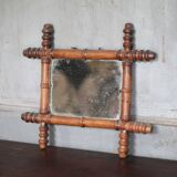 Wooden bamboo imitation mirror, antique mirror, hanging mirror.