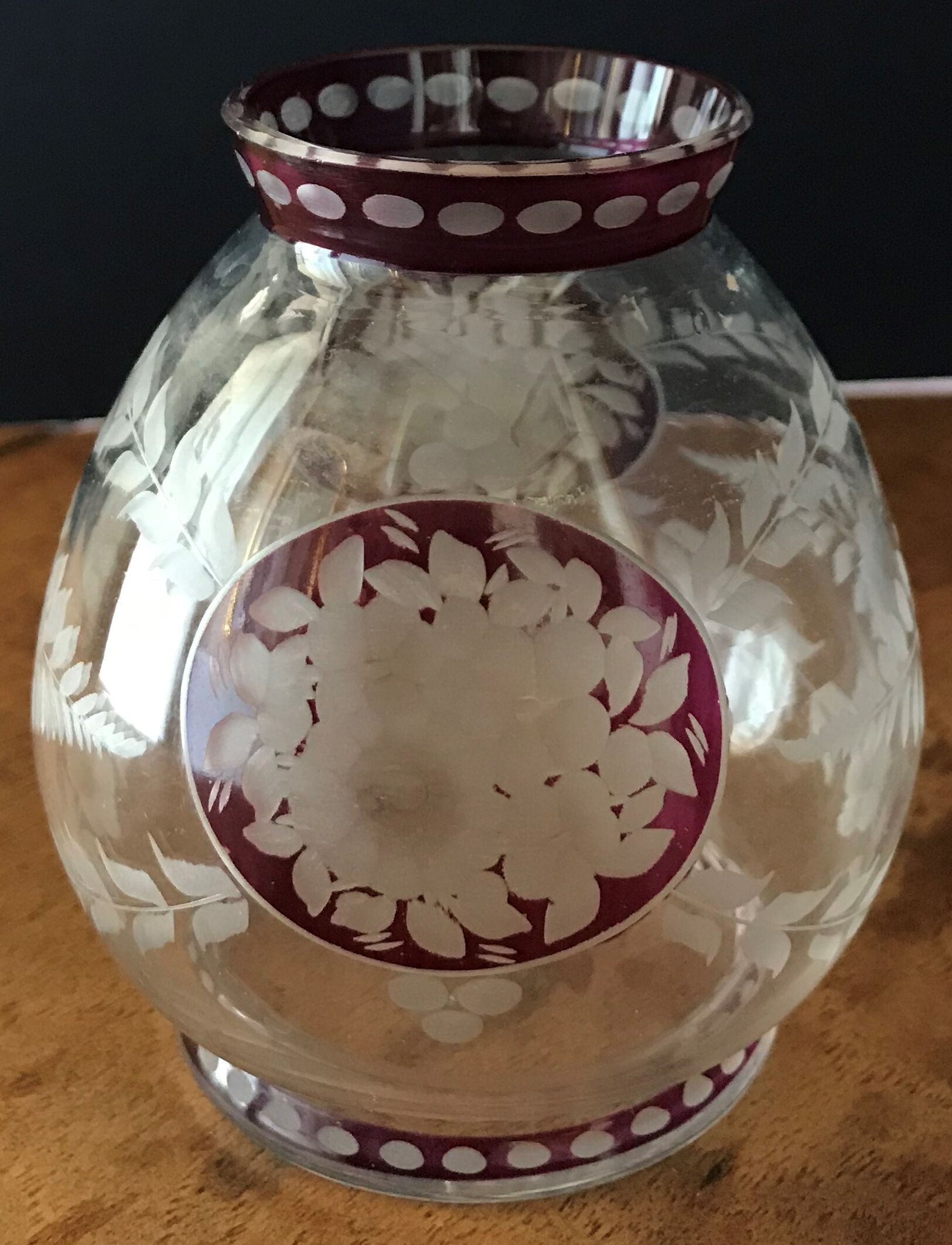 small carved crystal vase.