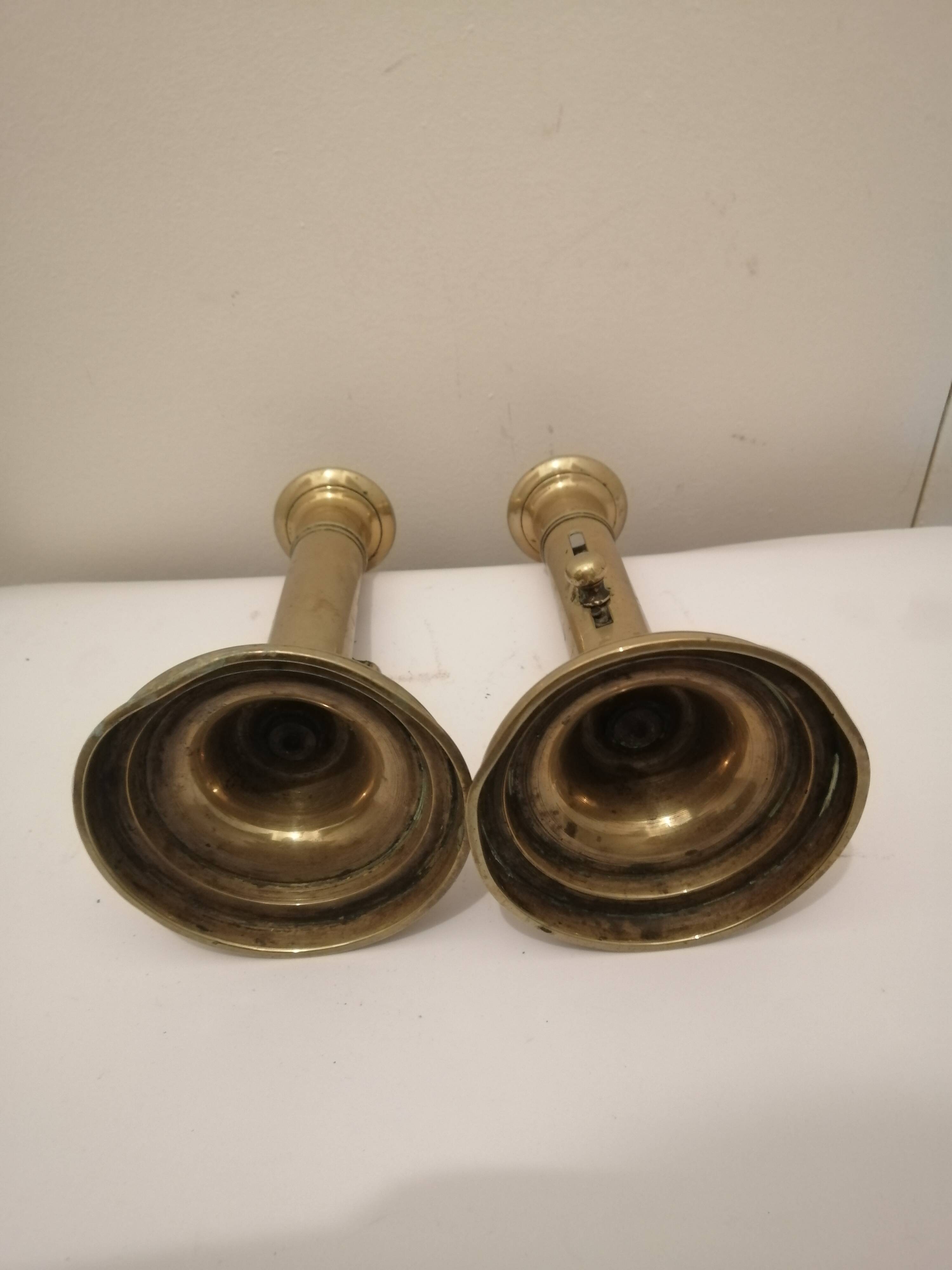 Two vintage copper candle holder