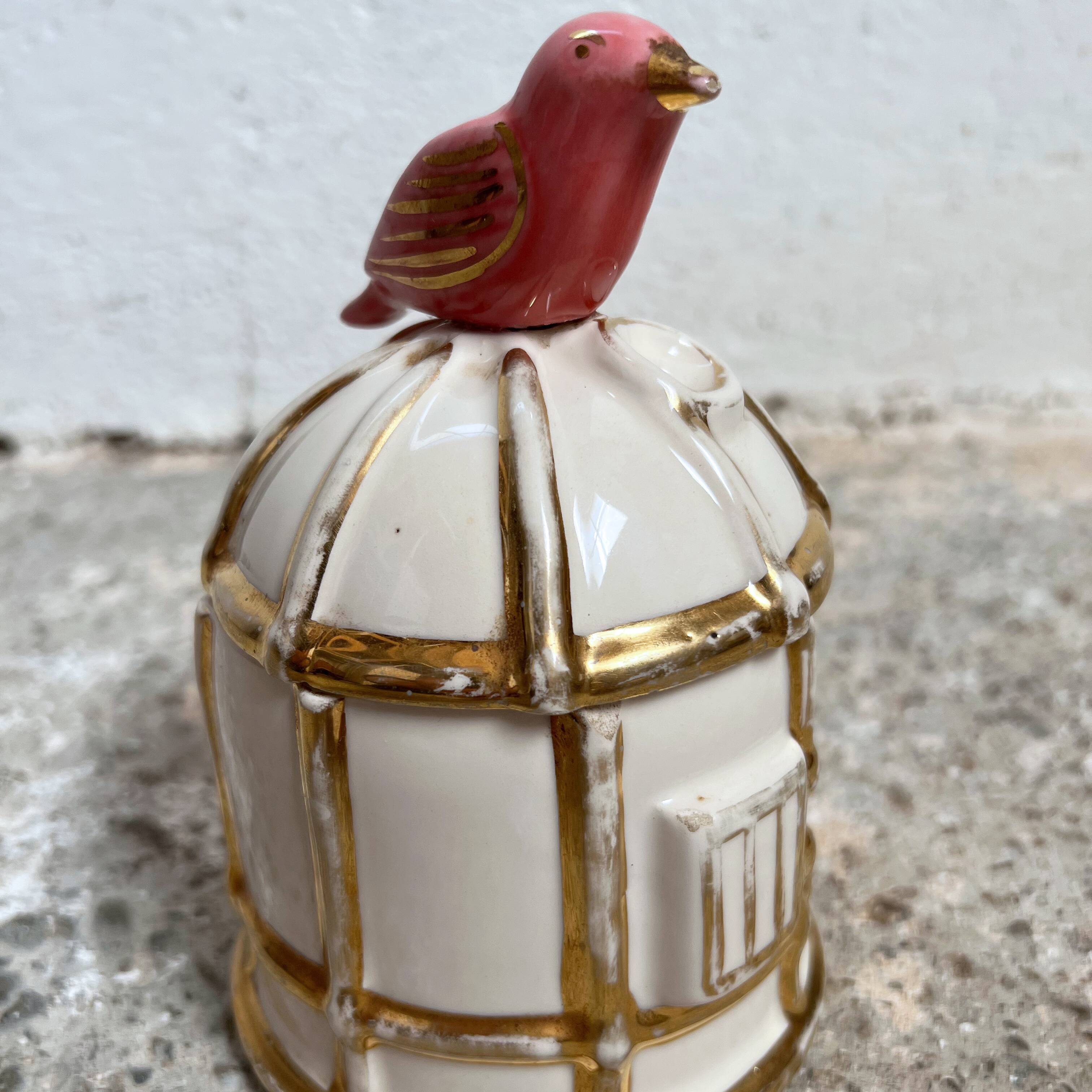 Candy cage ceramic bird