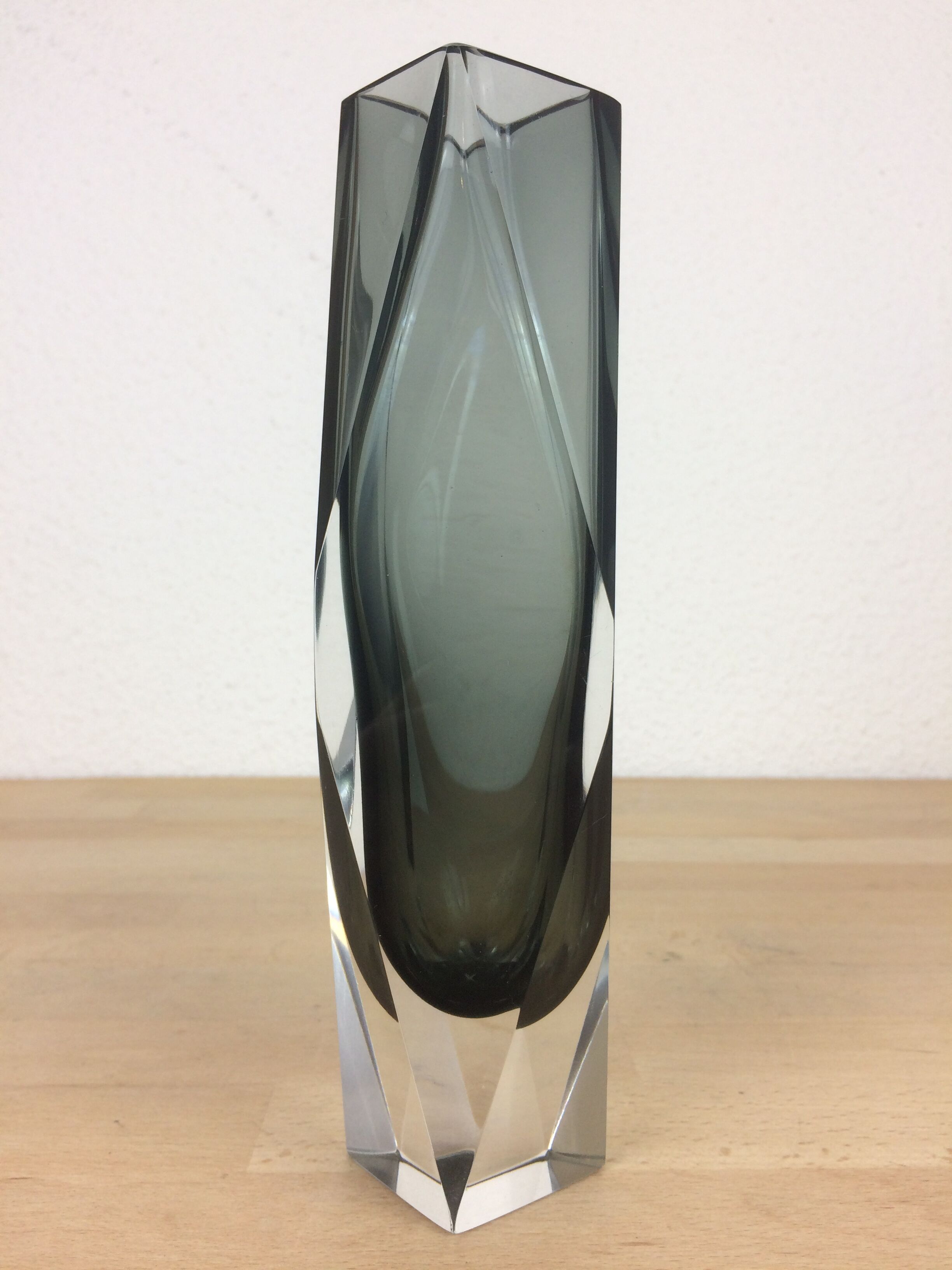 Vase Sommerso smoked glass soliflore, Murano