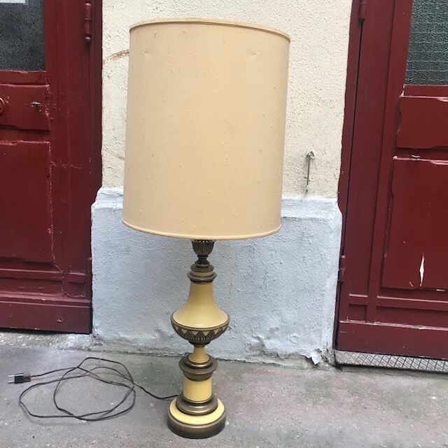 Brass and painted brass lamp