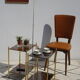 Pair of bedside tables in gilded brass and glass, midcentury