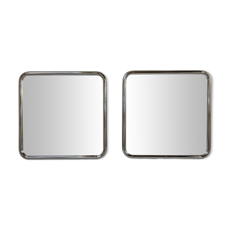 Paire de miroirs en tube chromé