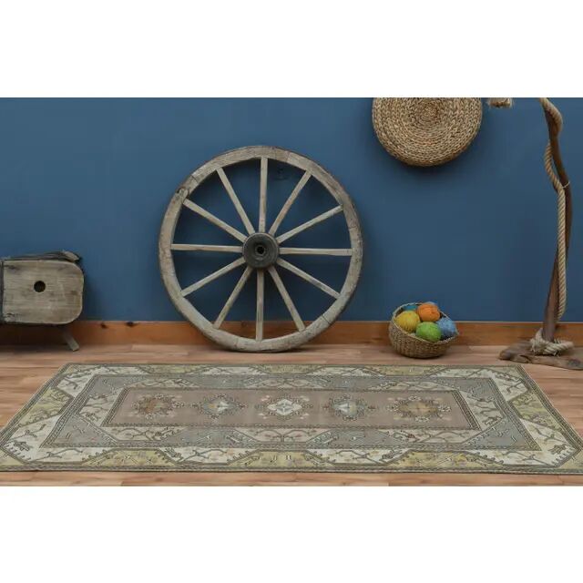 1970s Turkish Oushak Handmade Wool Cotton Brown Area Rug 183x248