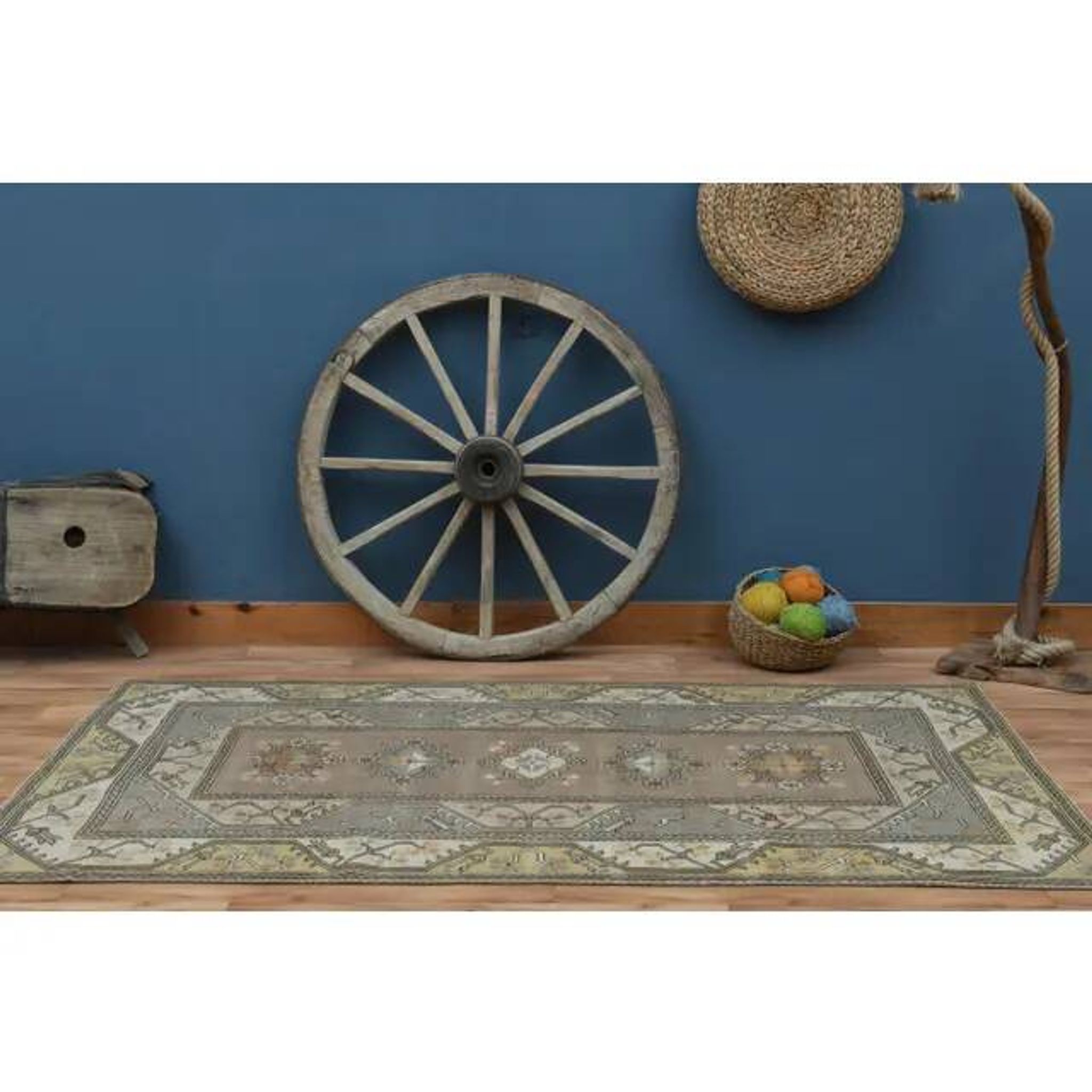 1970s Turkish Oushak Handmade Wool Cotton Brown Area Rug 183x248