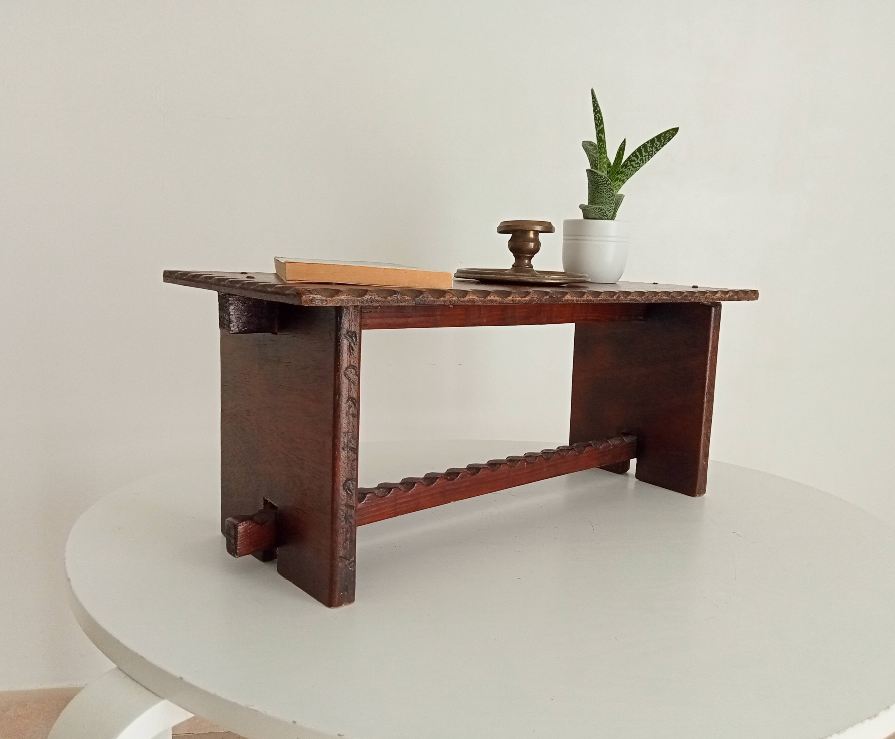 Low brutalist stool in the style of Charles Dudouyt.