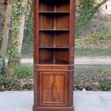 Victorian open corner cabinet in solid wood and marquetry