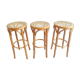 Three bistro stool wood and cannage