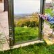 Miroir vert olive ancien
