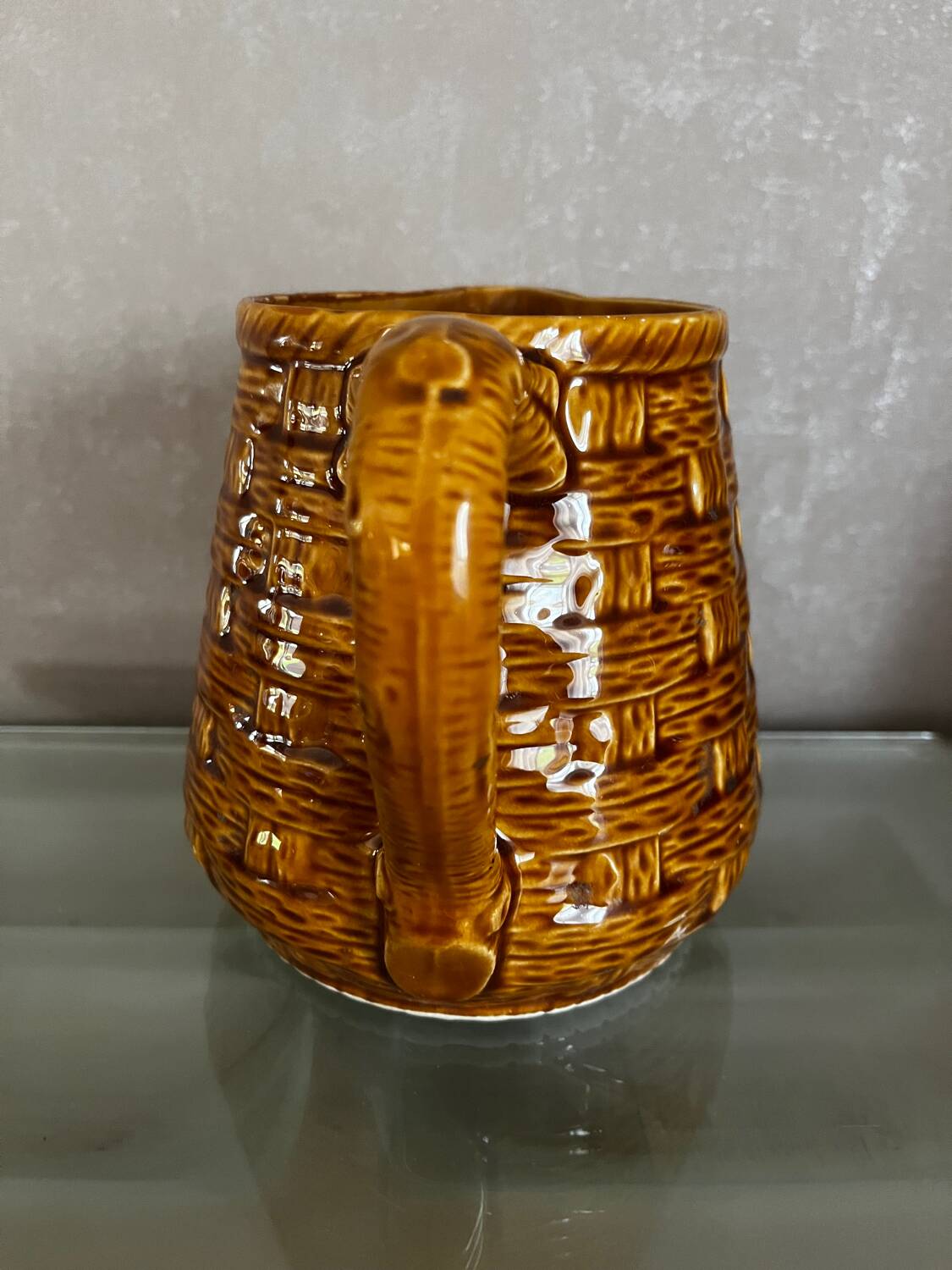 Digouin and Sarreguemines ceramic pitcher with braided decoration