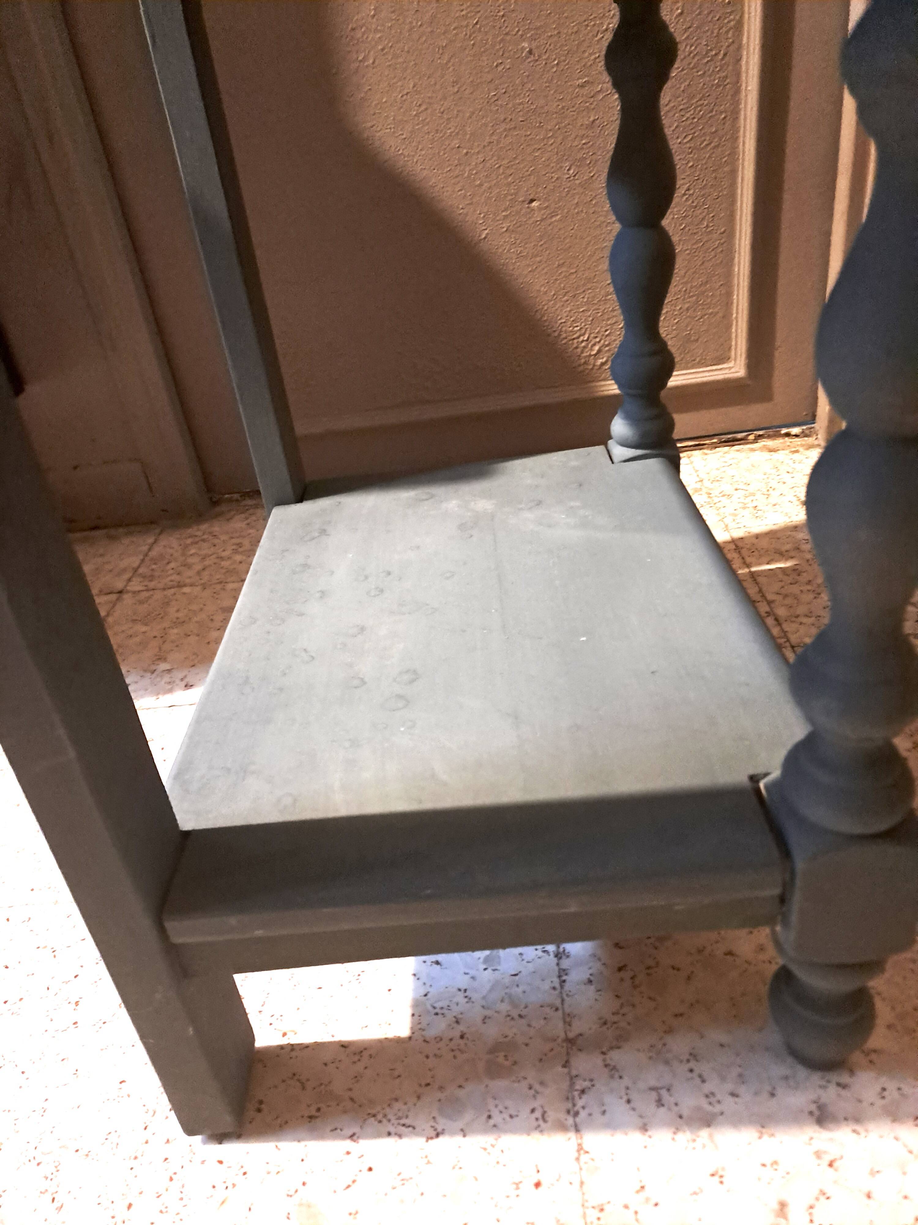 Restored 1900 bedside table in solid wood painted in Gustavian grey