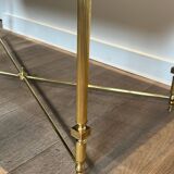 Neoclassical style brass coffee table with lacquered top depicting chinoiserie scenes, attributed to Maison Jansen