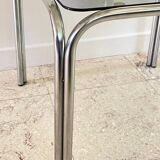 1970s coffee table glass and chrome steel