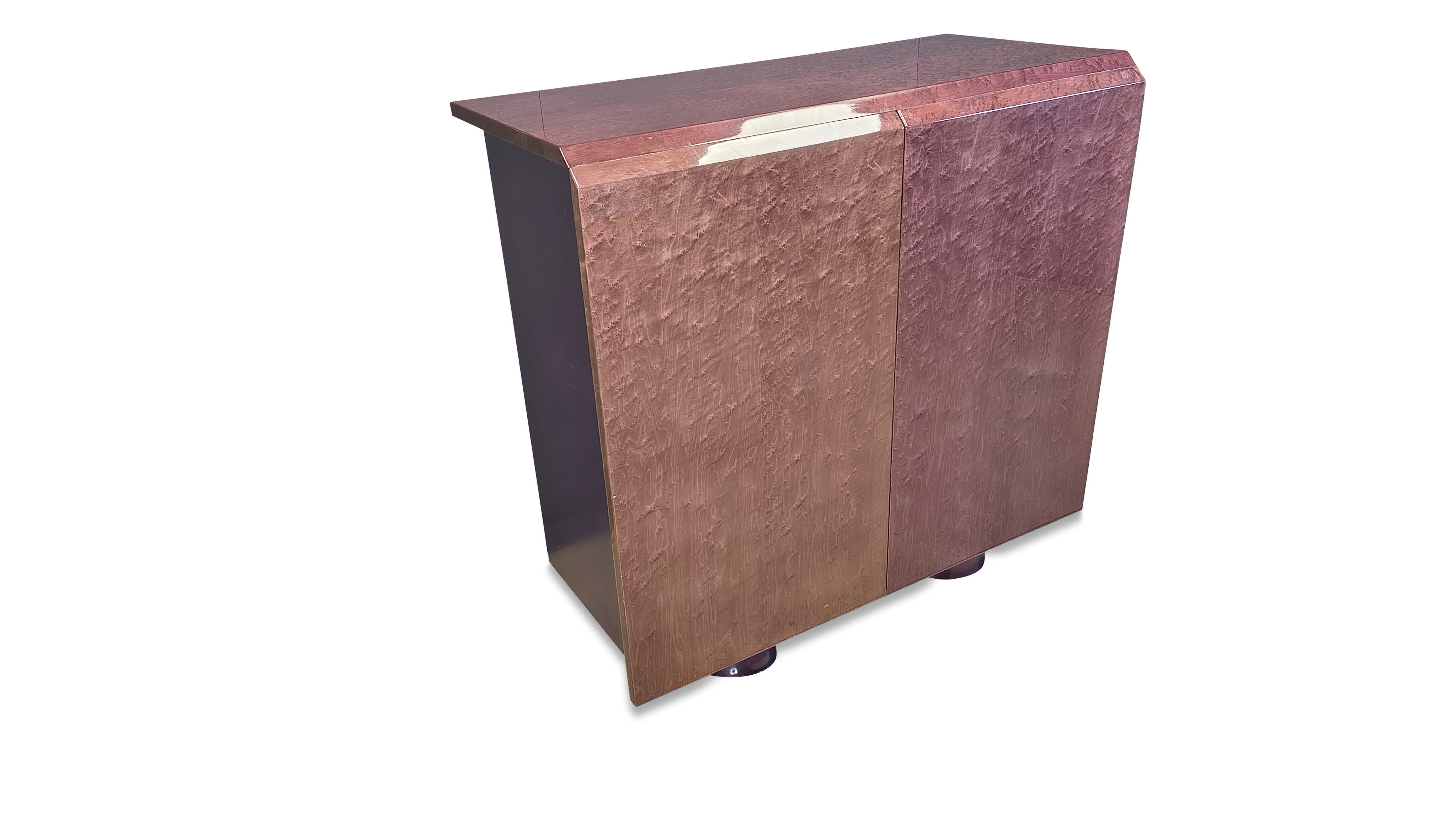 Burl bar cabinet by Giovanni Offredi for Saporiti, 1970s