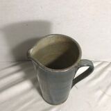 Enamelled ceramic pitcher, 70s, in blue gray