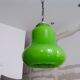 Mid-century portuguese green opaline glass hanging lamp 1960s