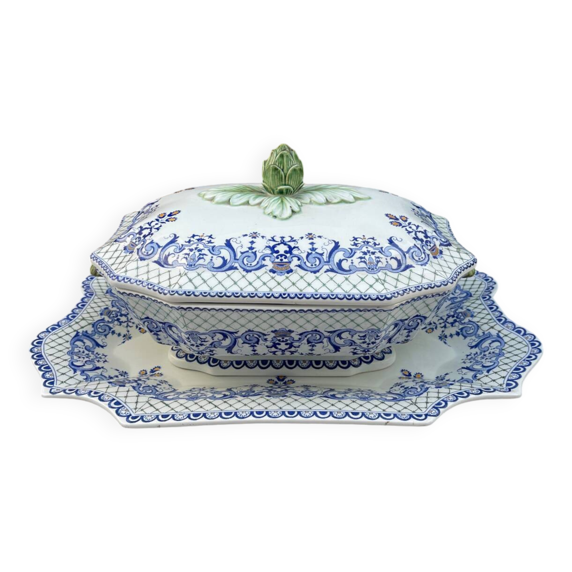 Gien France Soup Tureen with Frame 1960s