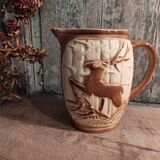 French vintage pitcher of St Clément, with a deer