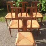 Series of 6 rococo chairs, mulched in solid walnut period 1930.