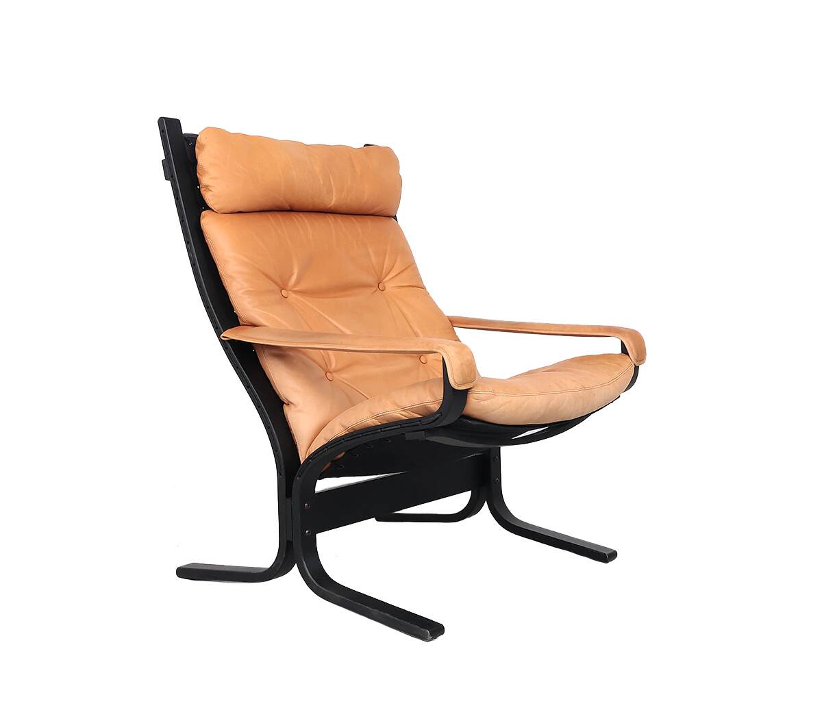 Ingmar Relling leather Siesta lounge chairs, Westnofa 1970s