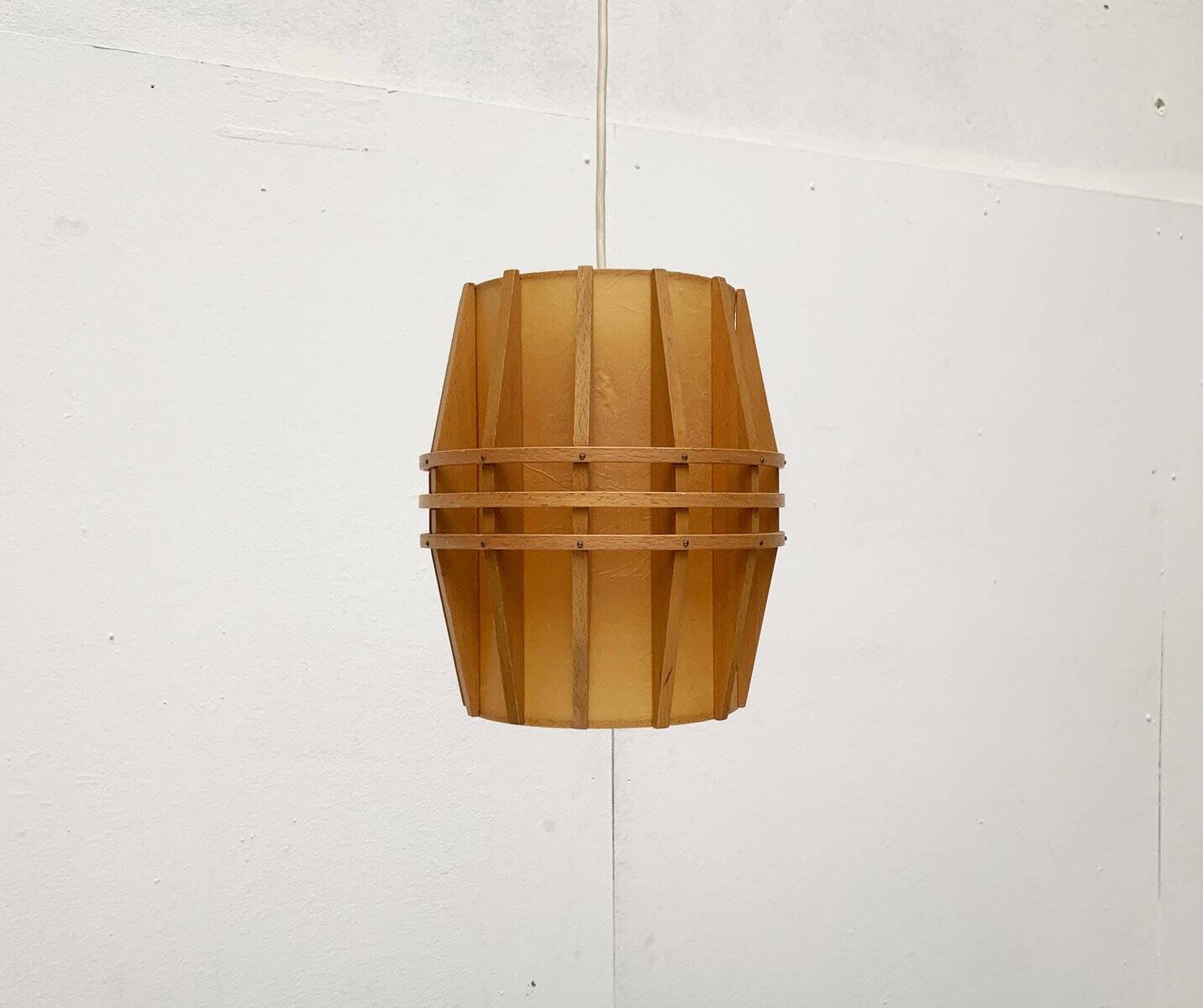 Mid-Century Wooden Cocoon Pendant Lamp