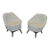 Pair of Mid-Century armchairs in white faux fur with beech legs.