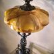 large wrought iron work lamp Andalusian style 1900 marbled opaline,,,, 49x25 magnificent and rare