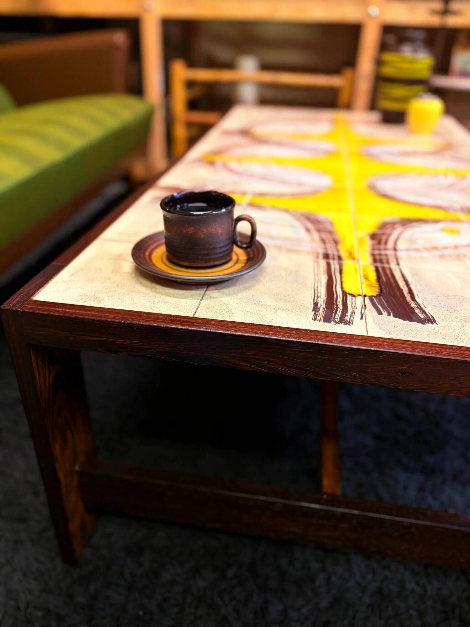 Danish coffee table with ceramic top on wenge frame, 1970s