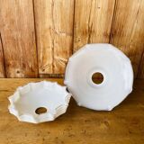 Duo of 2 suspensions in vintage white opaline.