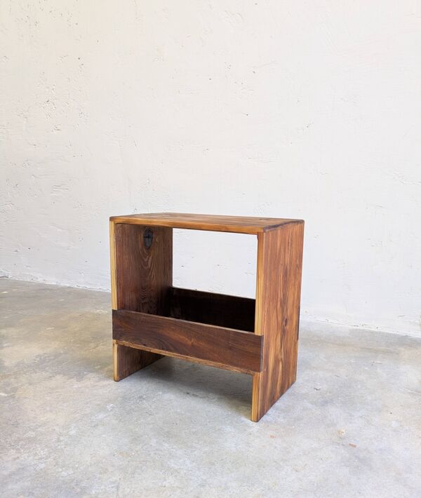 Banc / tabouret rangement bois massif esprit cottage brocante