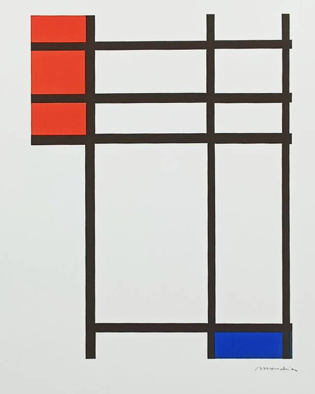 1970s Piet Mondrian Limited Edition Lithograph Numbered in Pencil.