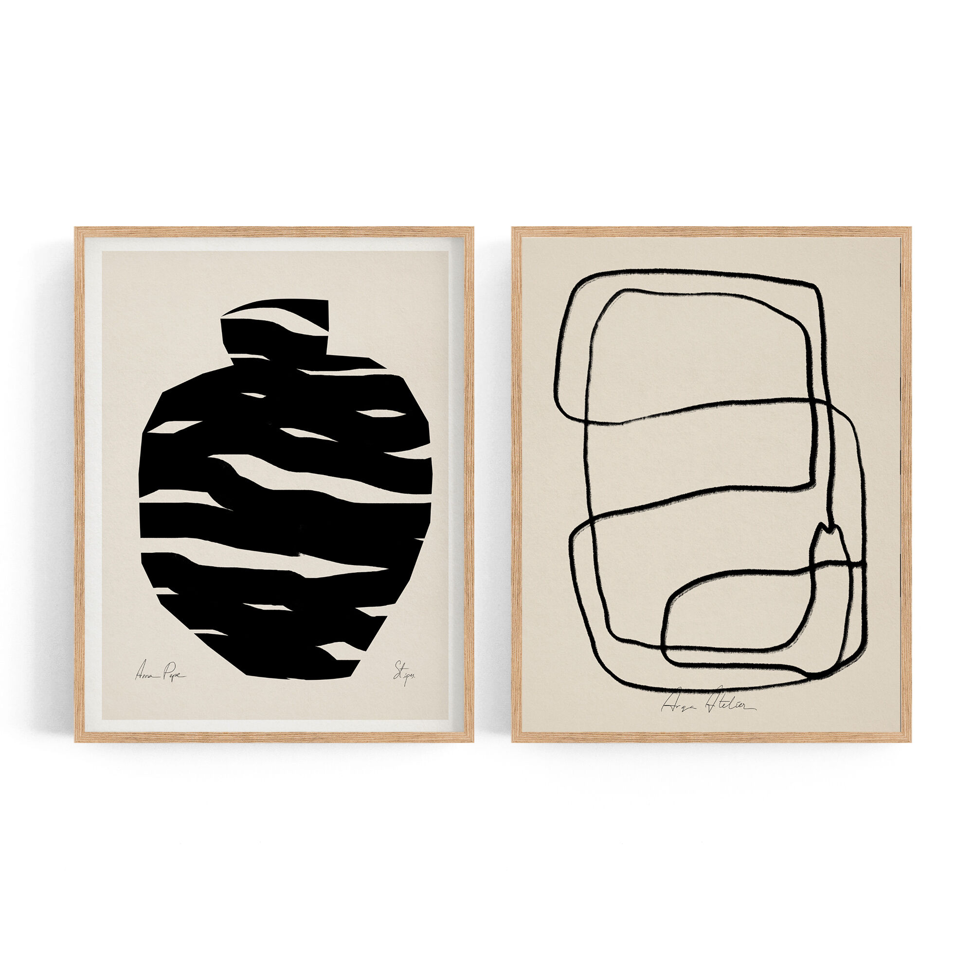 Pair of giclee prints. Abstract wall art set of two, 50x70