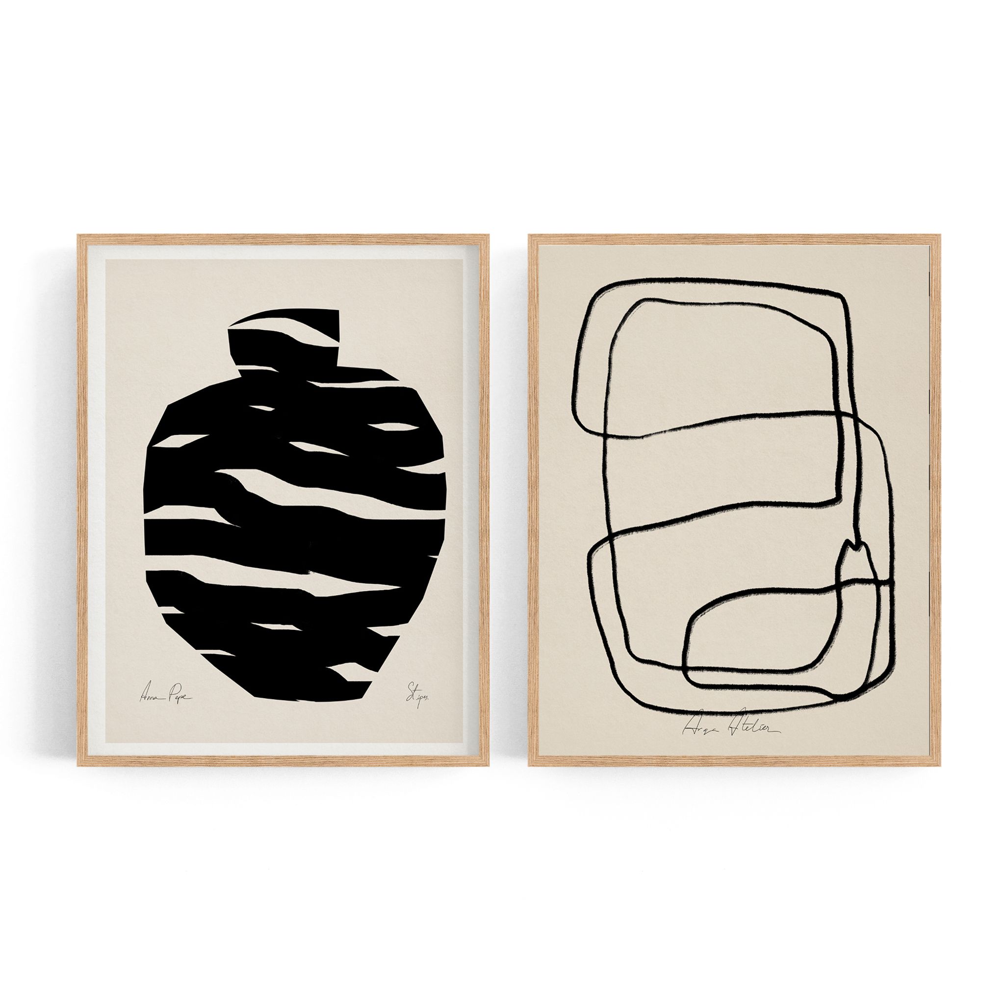 Pair of giclee prints. Abstract wall art set of two, 50x70