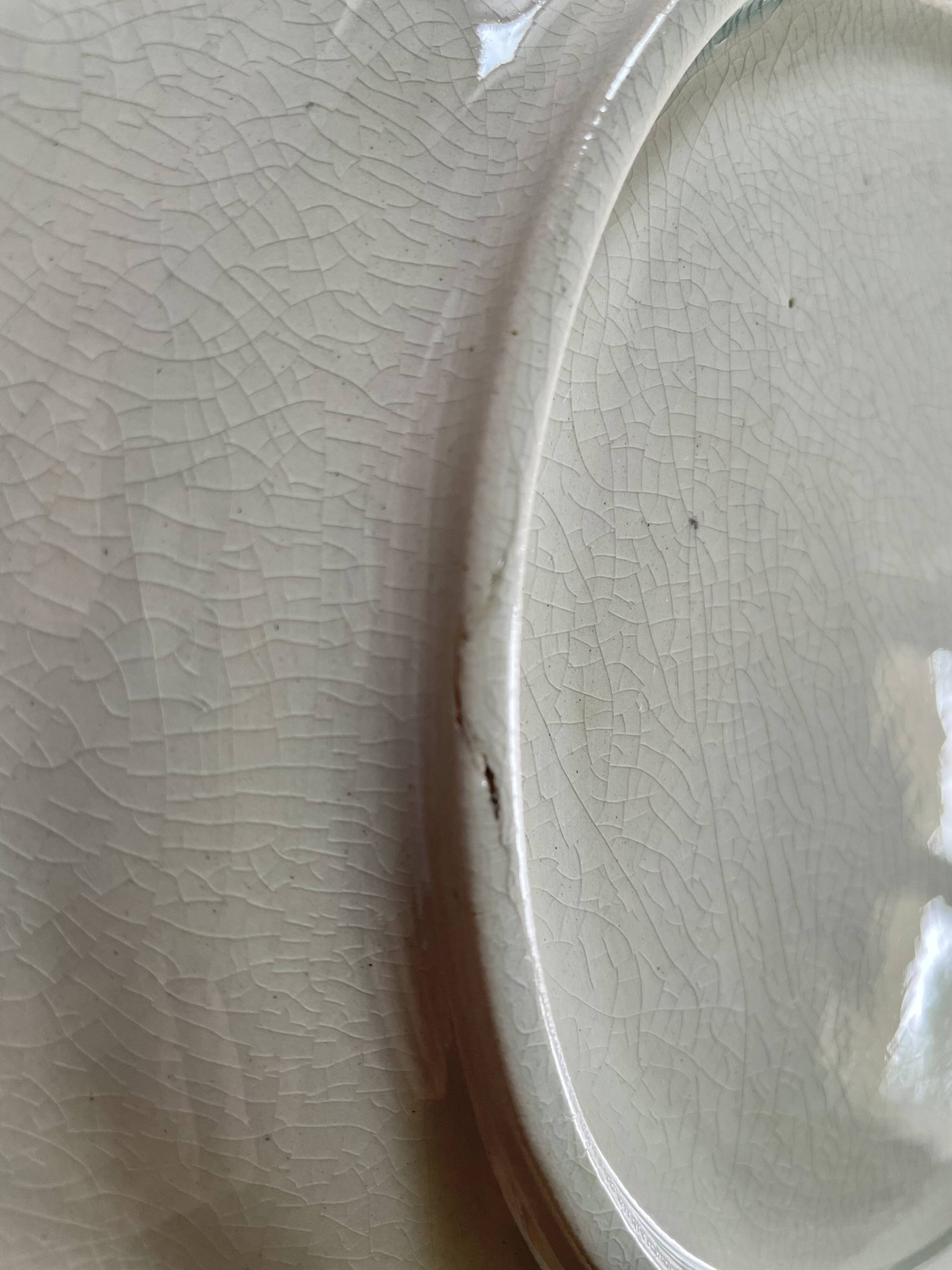 Artichoke plate Digoin in majolica faience barbotine
